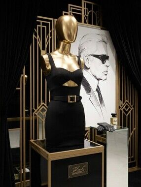 5/$100 Karl Lagerfeld Leather Belt with Gold Square Buckle